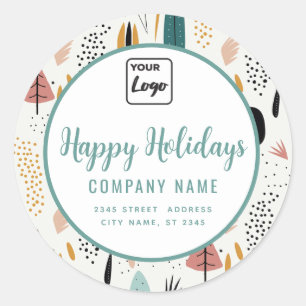 Modern minimalist script Happy Holidays logo  Classic Round Sticker