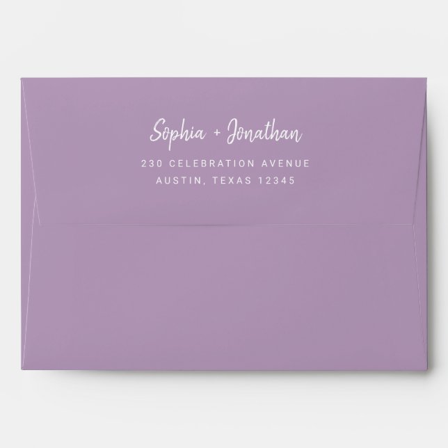 Modern Minimalist Script | Lavender Wedding Envelope (Back (Top Flap))
