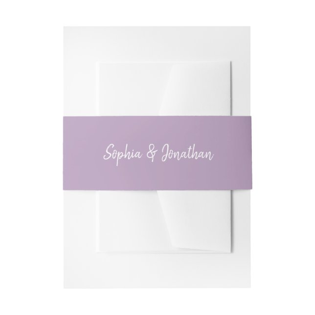 Modern Minimalist Script | Lavender Wedding Invitation Belly Band (Front Example)