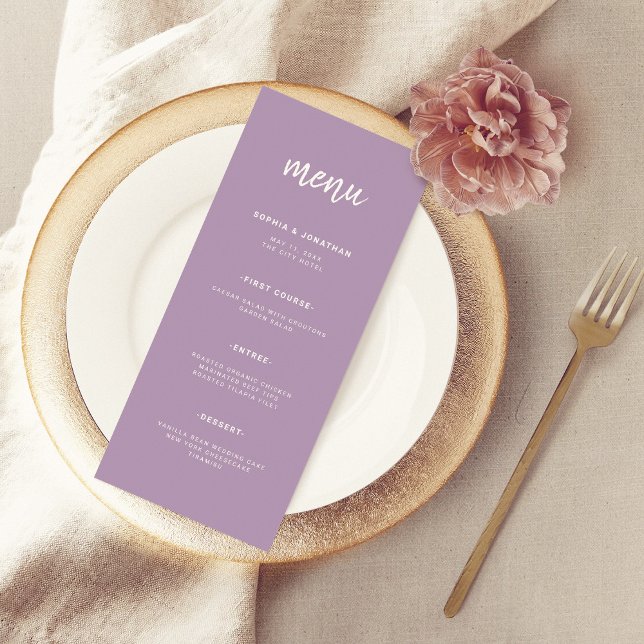 Modern Minimalist Script Lavender | Wedding Menu (Creator Uploaded)