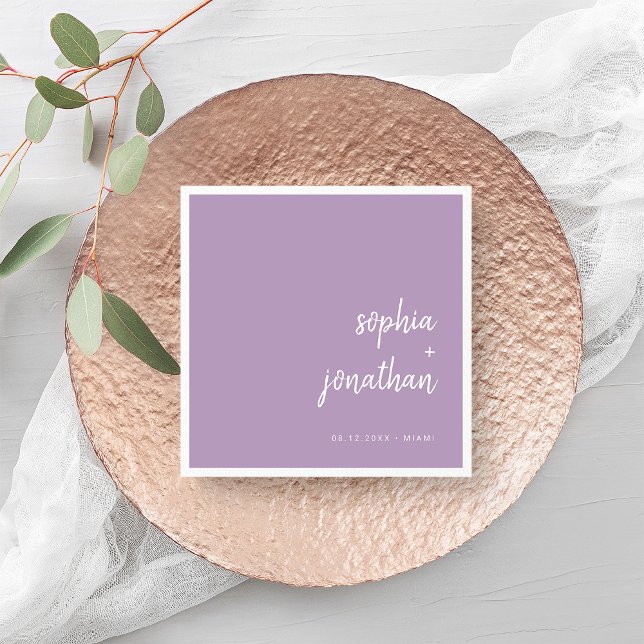 Modern Minimalist Script | Lavender Wedding Napkin (Creator Uploaded)