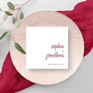 Modern Minimalist Script   Magenta Red Wedding Napkin