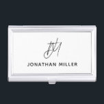 Modern Minimalist Script Monogram Business Card Holder<br><div class="desc">Keep your business cards organised and protected in this modern and minimalist business card case featuring a script monogram design. The sleek and stylish design is perfect for any professional setting.</div>