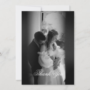 Modern Minimalist Script Monogram Thank You Card