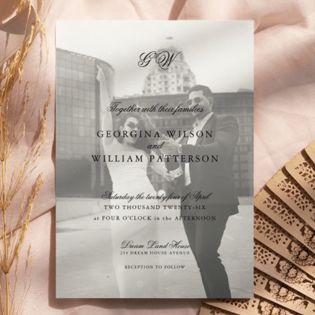 Modern Minimalist Script Monogram Wedding Invitation (Creator Uploaded)