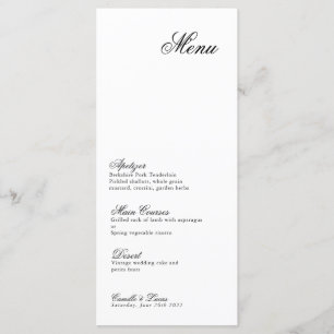 Modern Minimalist Script Monogram Wedding Menu