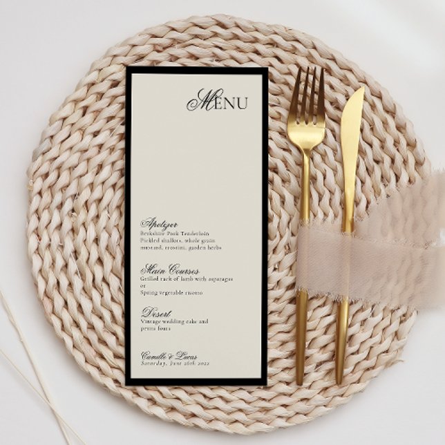 Modern Minimalist Script Monogram Wedding Menu (Creator Uploaded)