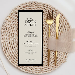 Modern Minimalist Script Monogram Wedding Menu
