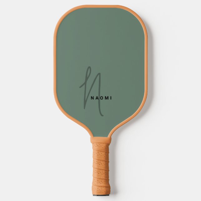 Modern Minimalist Script Monogrammed Initials Pickleball Paddle (Front)