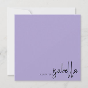 Modern Minimalist Script Name Note From Lavender Card