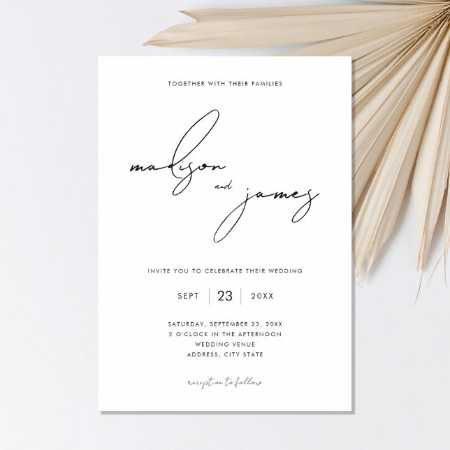 Modern Minimalist Script Names Wedding Invitation (Creator Uploaded)