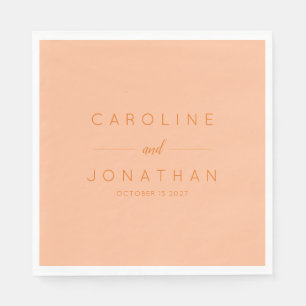 Modern Minimalist Script Peach Custom Wedding Napkin