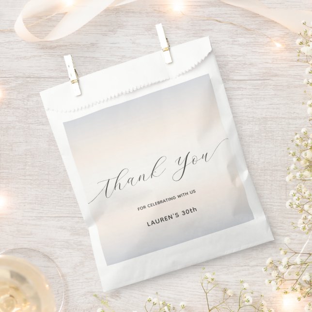 Modern Minimalist Script Pearl Milestone Birthday Favour Bag (Clipped)