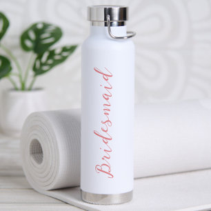 Modern Minimalist Script Personalised Bridesmaid Water Bottle