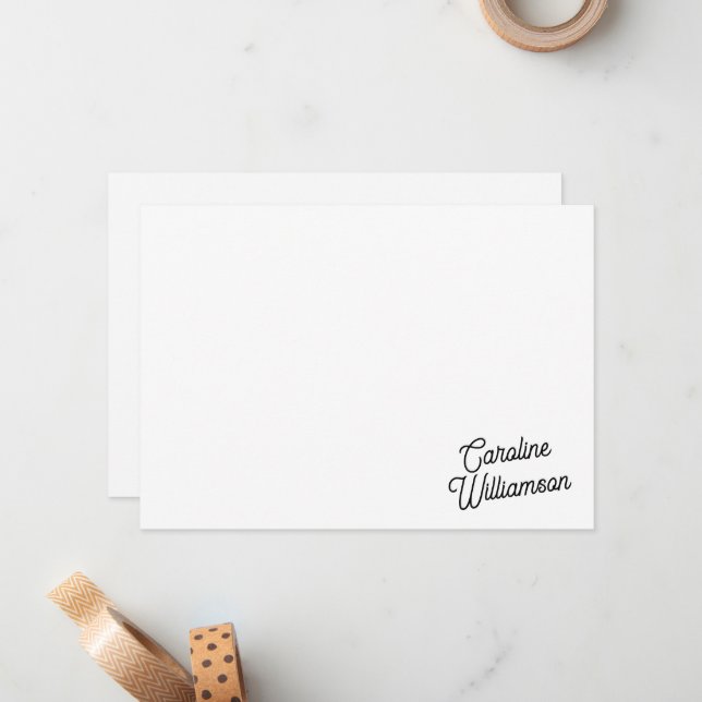 Modern Minimalist Script Personalised Stationery  Card (Front/Back In Situ)