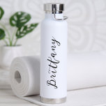 Modern Minimalist Script Personalised Water Bottle<br><div class="desc">Give a friend this practical Personalised Modern Minimalist Water Bottle! Perfect to bring on the go! Different colour options available.</div>