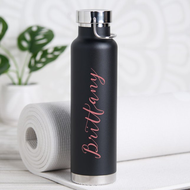 Modern Minimalist Script Personalised Water Bottle (Personalized Water Bottle - Perfect for a Bridesmaid Proposal, Bachelorette or birthday gift!)
