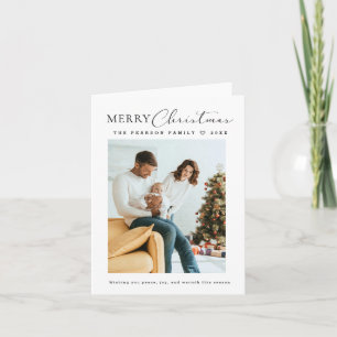 Modern Minimalist Script Photo Merry Christmas Holiday Card