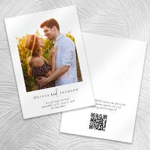 Modern Minimalist Script Photo QR Code Wedding Invitation