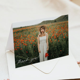Modern Minimalist Script Photo Thank You Card