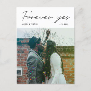 Modern Minimalist Script Photo Wedding Elopement Announcement Postcard