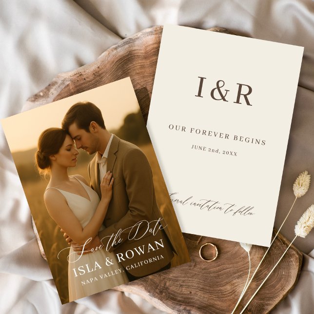 Modern Minimalist Script Photo Wedding Save The Date (Creator Uploaded)
