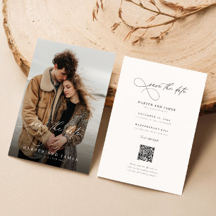 Modern Minimalist Script Photo Wedding Save The Date