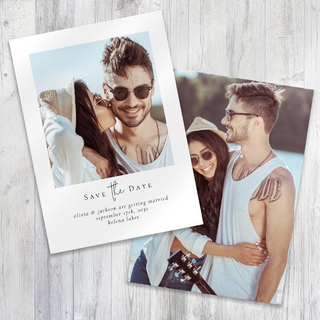 Modern Minimalist Script Photo Wedding Save The Date (Creator Uploaded)