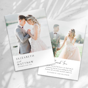 Modern Minimalist Script Photo Wedding Thank You Card