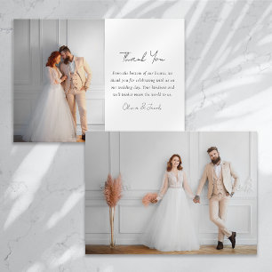 Modern Minimalist Script Photo Wedding Thank You Card