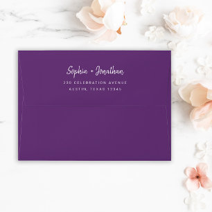 Modern Minimalist Script   Purple and White Envelope