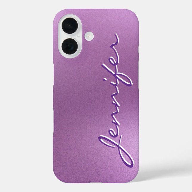 modern minimalist script purple metal personalised Case-Mate iPhone case (Back)