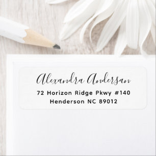 Modern Minimalist Script Return Address Label