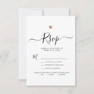 Modern Minimalist Script Rose Gold Wedding RSVP Card