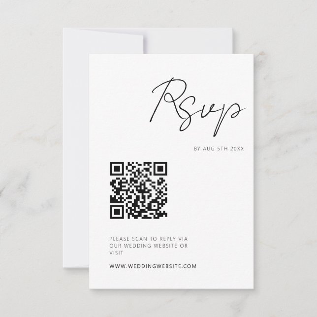 Modern Minimalist Script RSVP QR Code (Front)