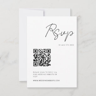 Modern Minimalist Script RSVP QR Code Card
