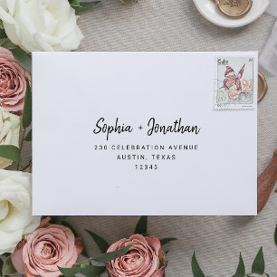 Modern Minimalist Script Self-Addressed RSVP Envelope