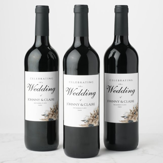 Modern Minimalist Script Simple Elegant Chic  Wine Label (Bottles)