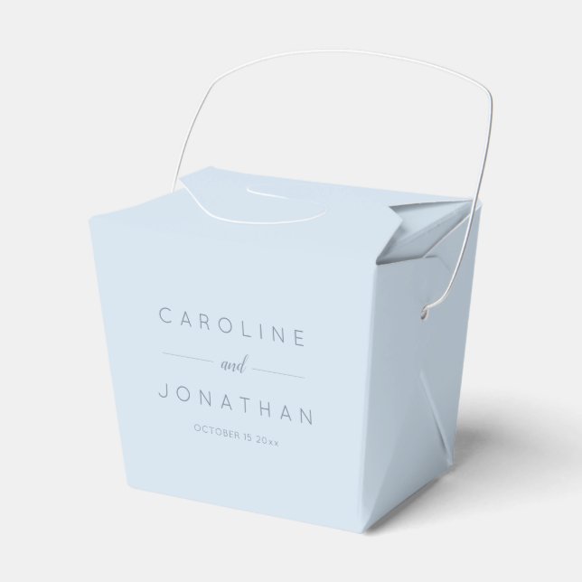 Modern Minimalist Script Soft Blue Custom Wedding Favour Box (Front Side)
