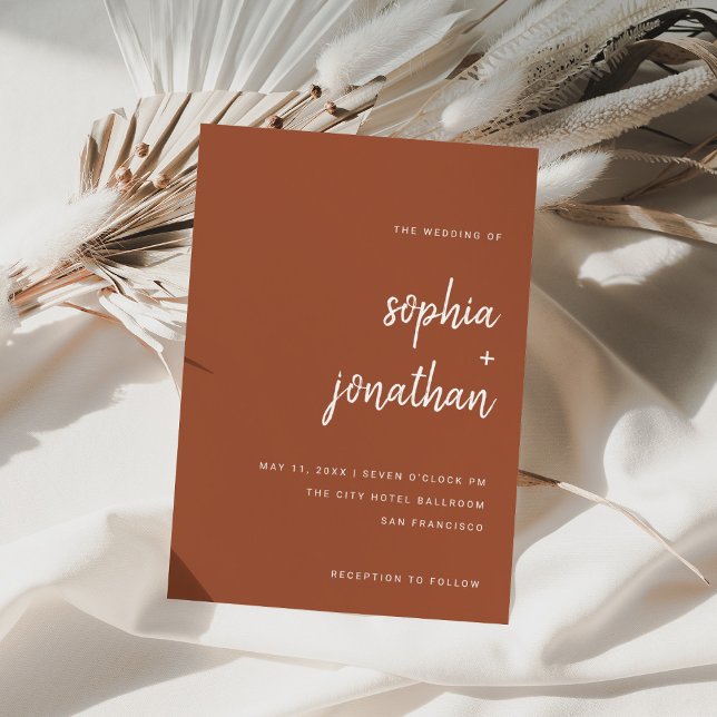 Modern Minimalist Script Terracotta | Wedding Invitation (Creator Uploaded)