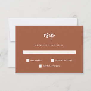Modern Minimalist Script Terracotta Wedding RSVP Card