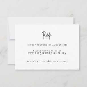 Modern Minimalist Script Wedding Black and White RSVP Card