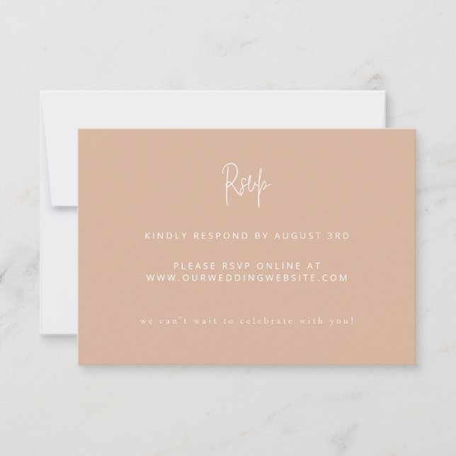 Modern Minimalist Script Wedding Blush Pink RSVP Card (Front)