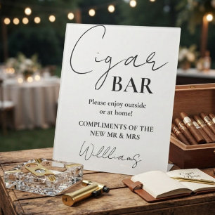 Modern Minimalist Script Wedding Cigar Bar Sign