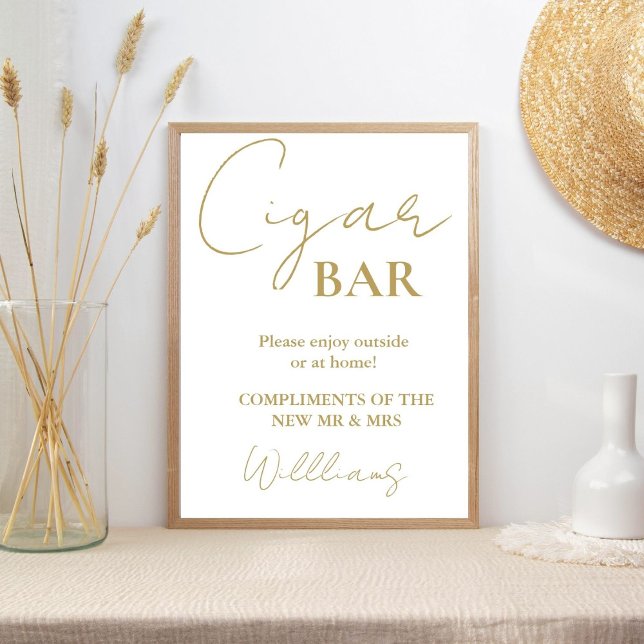 Modern Minimalist Script Wedding Cigar Bar Sign (Creator Uploaded)