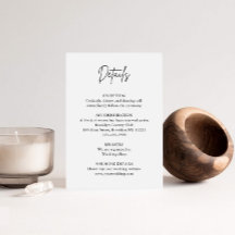 Modern Minimalist Script Wedding Details Card