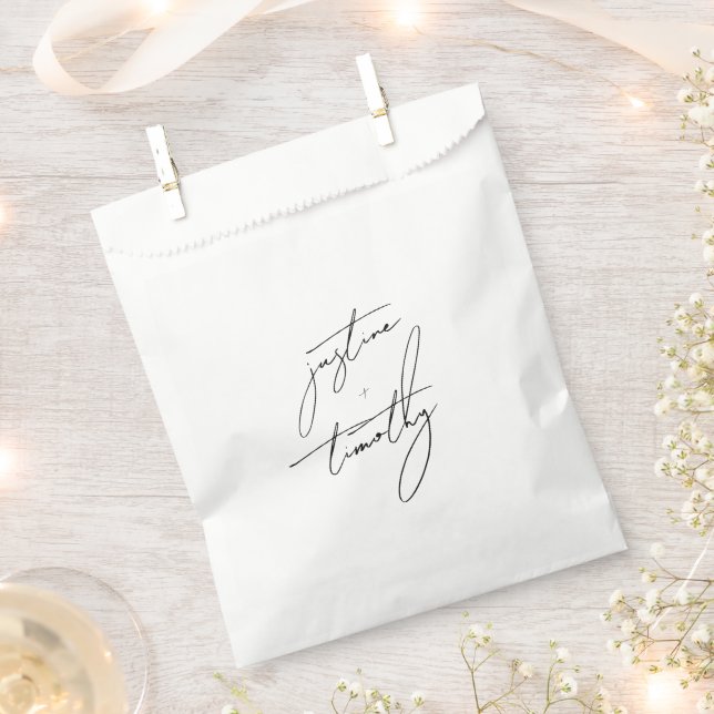 Modern Minimalist Script Wedding Favour Bag (Clipped)