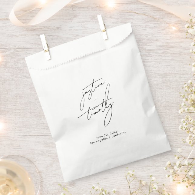 Modern Minimalist Script Wedding Favour Bag (Clipped)