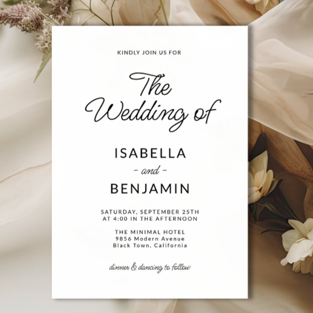 Modern Minimalist Script Wedding Invitation (Creator Uploaded)