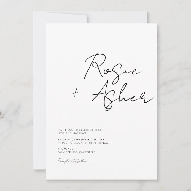 Modern Minimalist Script Wedding Invitation (Front)